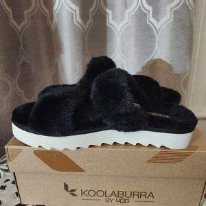 Koolaburra Fuzz-On Black Slipper Sandals US Size 9